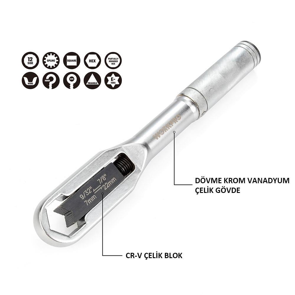 WorkproWORKPRO WP272015 7/22mm CR-V Üniversal Ayarlanabilir AnahtarWP272015