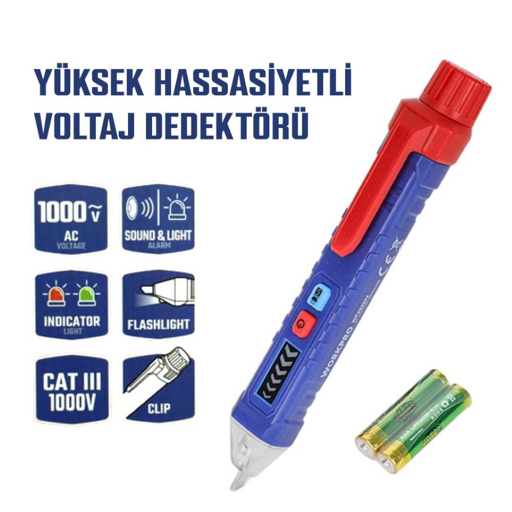 WorkproWORKPRO WP295004 12-1000 Volt AC Yüksek Hassasiyetli Profesyonel Voltaj DedektörüWP295004