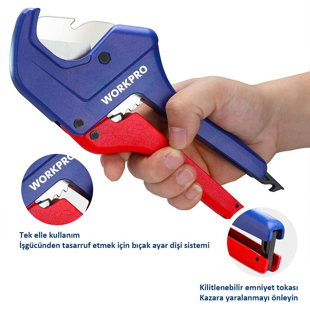WorkproWORKPRO WP301007 60.5mm Profesyonel PPRC Plastik Boru Kesme MakasıWP301007