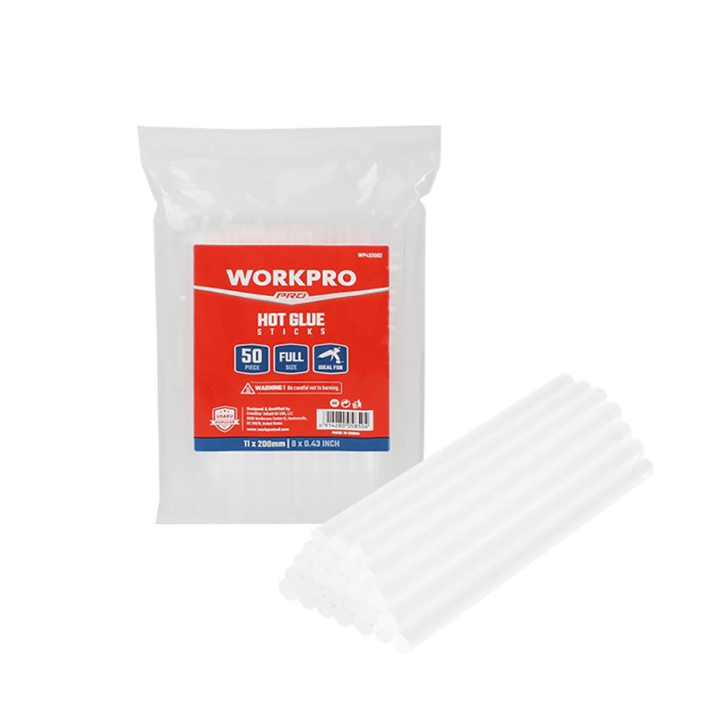 WorkproWORKPRO WP432002 11x200mm Sıcak Silikon Tabancası İçin 50 Adet Şeffaf Yedek Silikon/MumWP432002