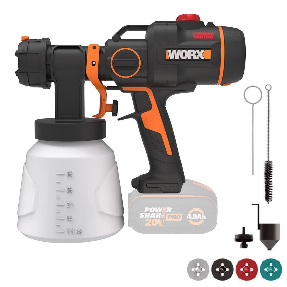 WorxWORX WX020.9 20Volt Kömürsüz Devir Ayarlı Boya Tabancası + 4 Parça Yedek Nozul/Meme (Akü Dahil Değildir)WX020.9