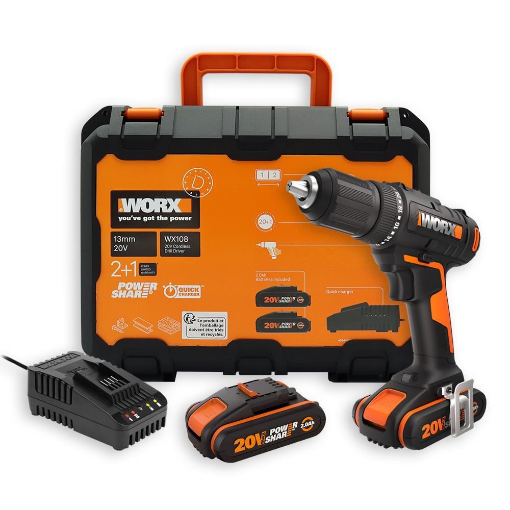 WorxWORX WX108 20Volt/2.0Ah. Li-ion Çift Akülü Profesyonel Şarjlı MatkapWX108