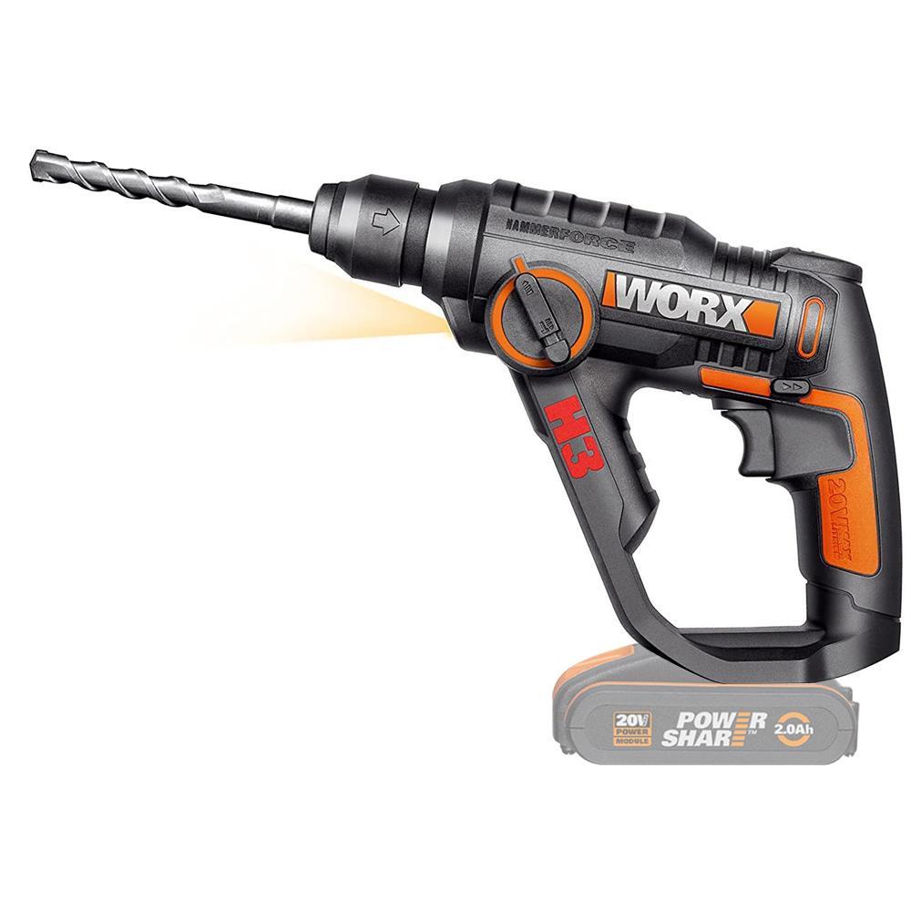 WorxWORX WX390.9 20Volt 1.2J Profesyonel SDS-Plus Pnömatik Şarjlı Matkap + 8 Adet Uç + Mandren (Akü Dahil Değildir)WX390.9