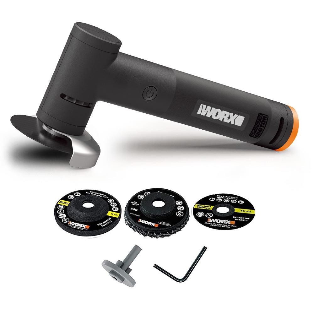 WorxWORX WX741.9 MAKERX 20Volt Kömürsüz Profesyonel 50mm Avuç Taşlama + 3 Aksesuar (Akü Dahil Değildir)WX741.9