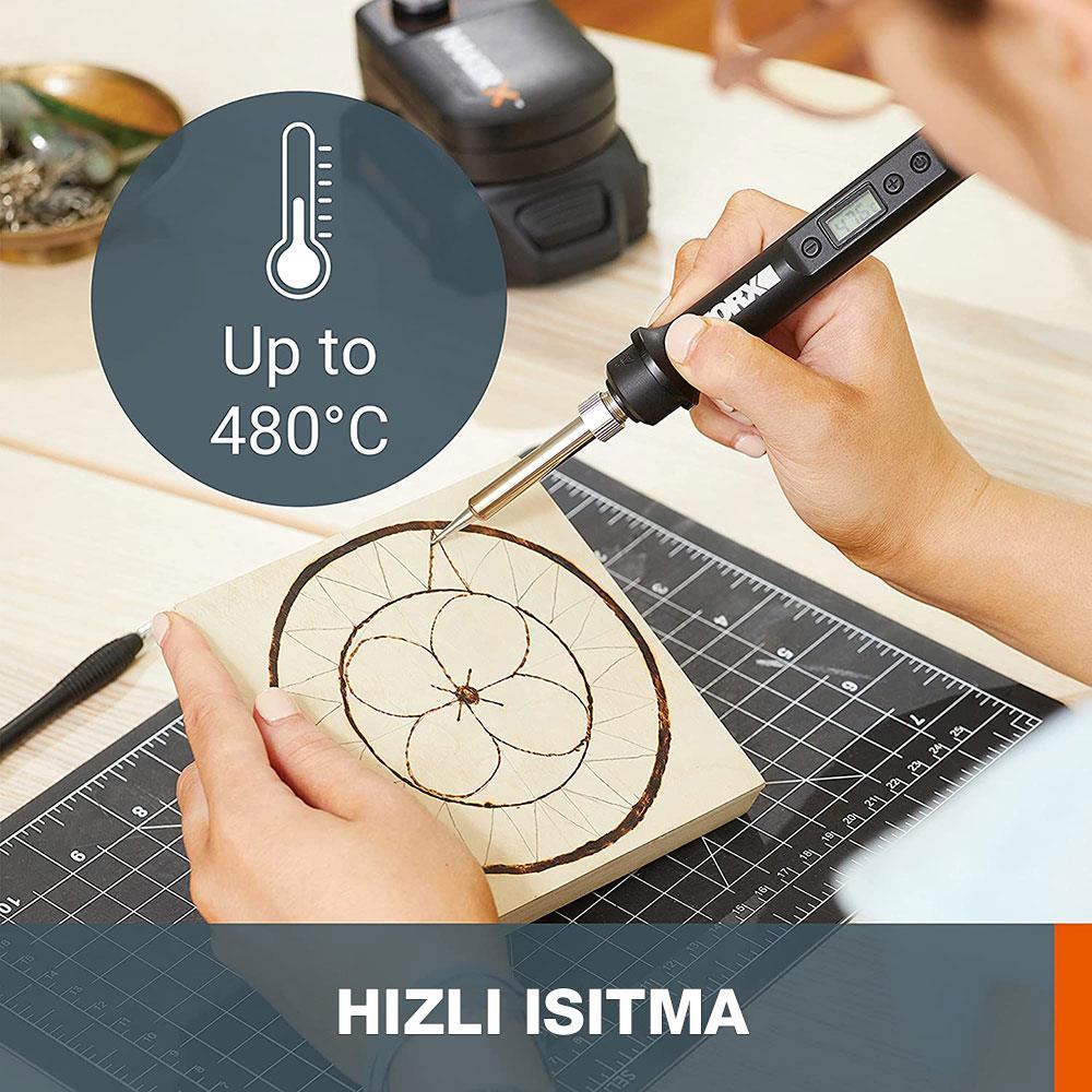 WorxWORX WX744.9 MAKERX 20Volt Profesyonel Dijital Lehim Tabancası + 12 Aksesuar (Akü Dahil Değildir)WX744.9