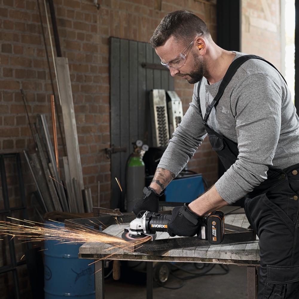 WorxWORX WX812.9C 20Volt 2.0Ah. 125mm Kömürsüz Profesyonel Tek Akülü Şarjlı Avuç TaşlamaWX812.9C