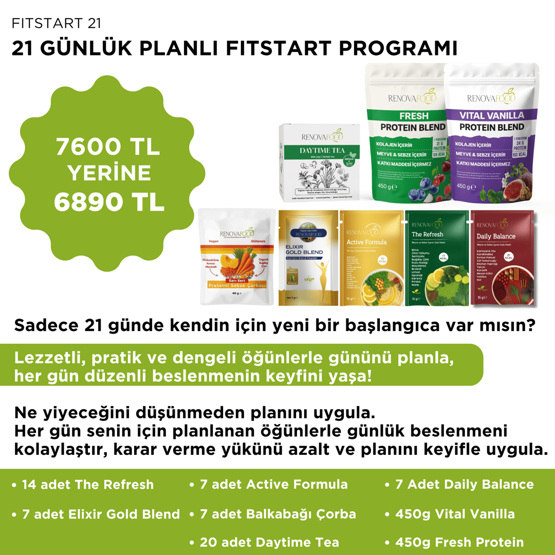 21 Günlük Planlı Hazır Öğün Paketi (2 Ana + 1 Ara Öğün İçerir)21 Günlük Planlı Hazır Öğün Paketi | Sağlıklı Beslenme ve Düzenli Yaşam ProgramıRenovafood