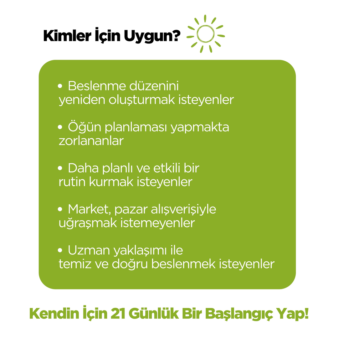 21 Günlük Planlı Hazır Öğün Paketi (2 Ana + 1 Ara Öğün İçerir)21 Günlük Planlı Hazır Öğün Paketi | Sağlıklı Beslenme ve Düzenli Yaşam ProgramıRenovafood