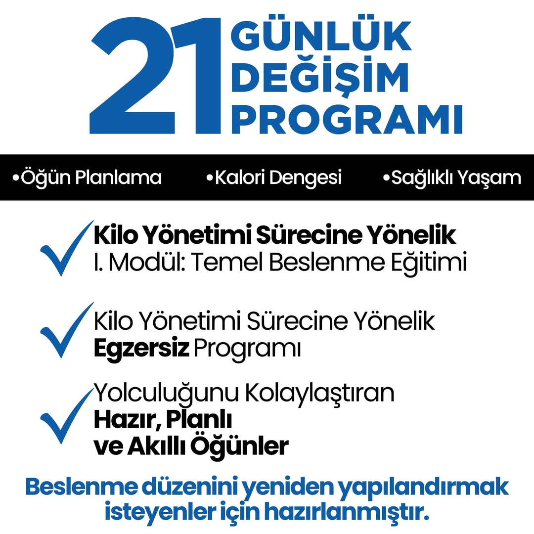 21 Günlük Planlı Hazır Öğün Paketi.Renovafood