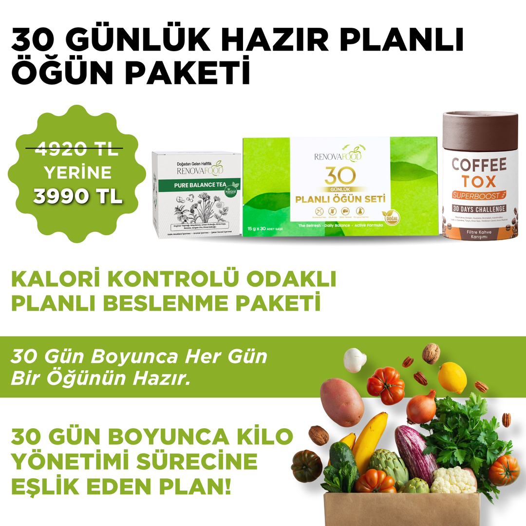 30 Günlük Planlı Hazır Öğün Paketi30 Günlük Planlı Hazır Öğün Paketi | Sağlıklı Beslenme ve Düzenli Yaşam SistemiRenovafood