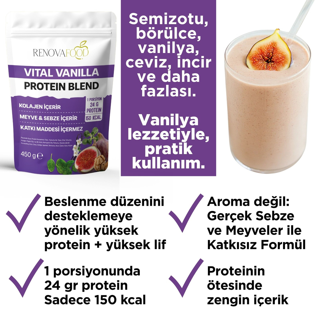 Vital Vanilla ProteinTurbo Protein Öğünü | Yüksek Proteinli, Lifli ve Kolajen İçeren Pratik ÖğünRenovafood