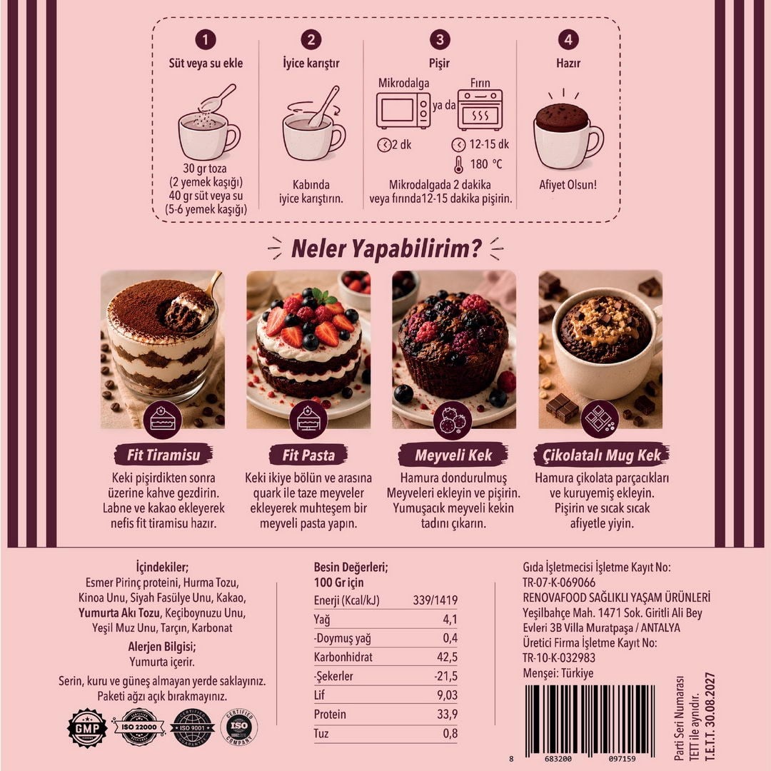 Yüksek Proteinleri Hızlı Kek KarışımıRenovafood