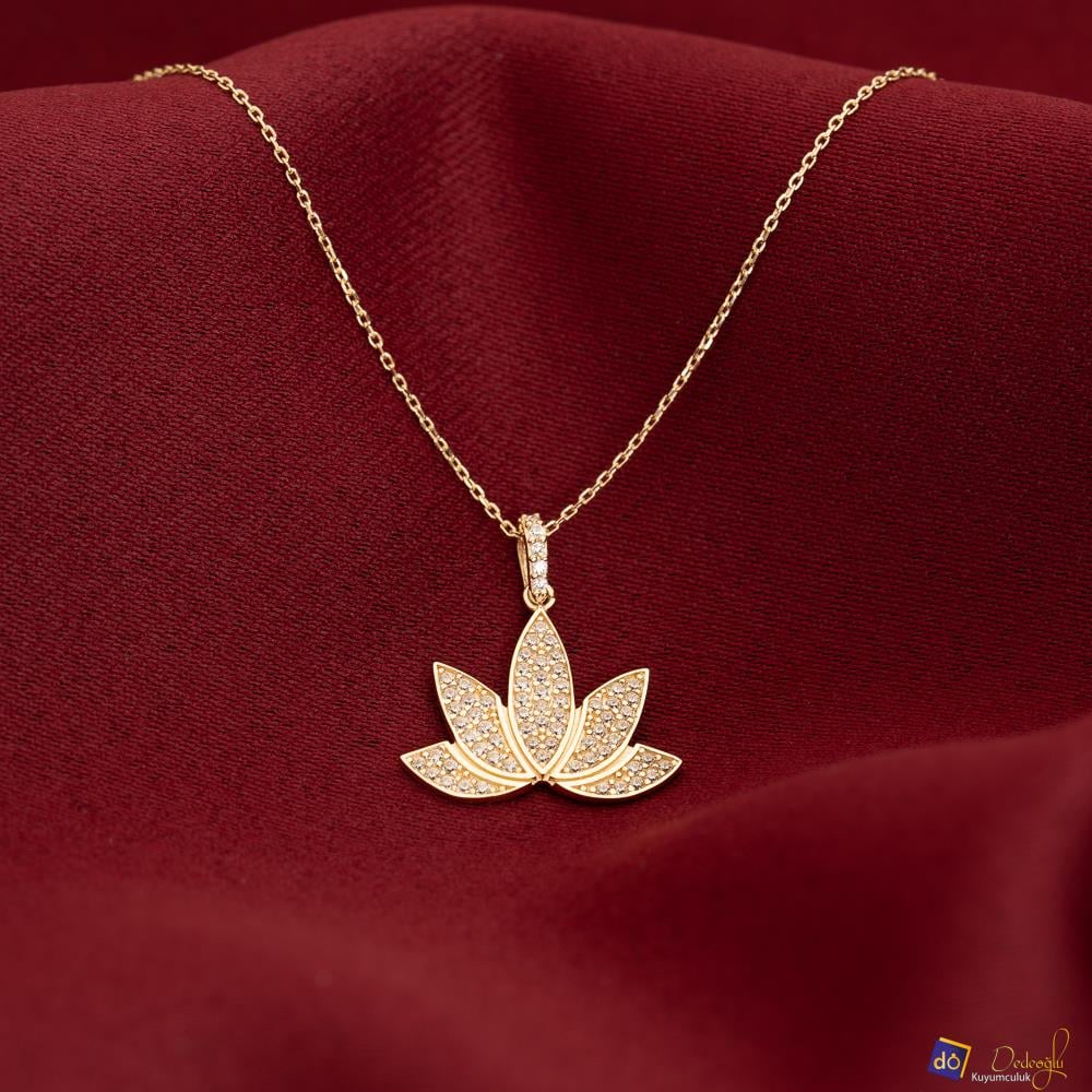 Taşlı Lotus Kolye