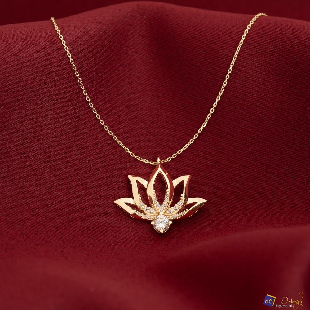 Taşlı Lotus Kolye