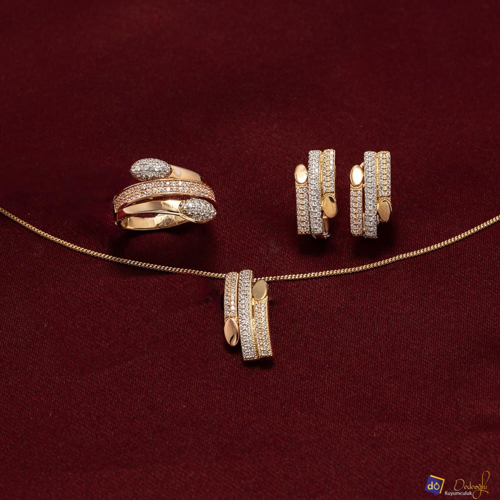Üç Renkli Taşlı Mini Set