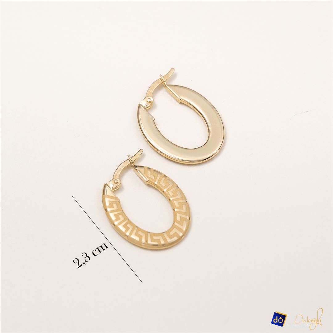 Desenli Oval Küpe