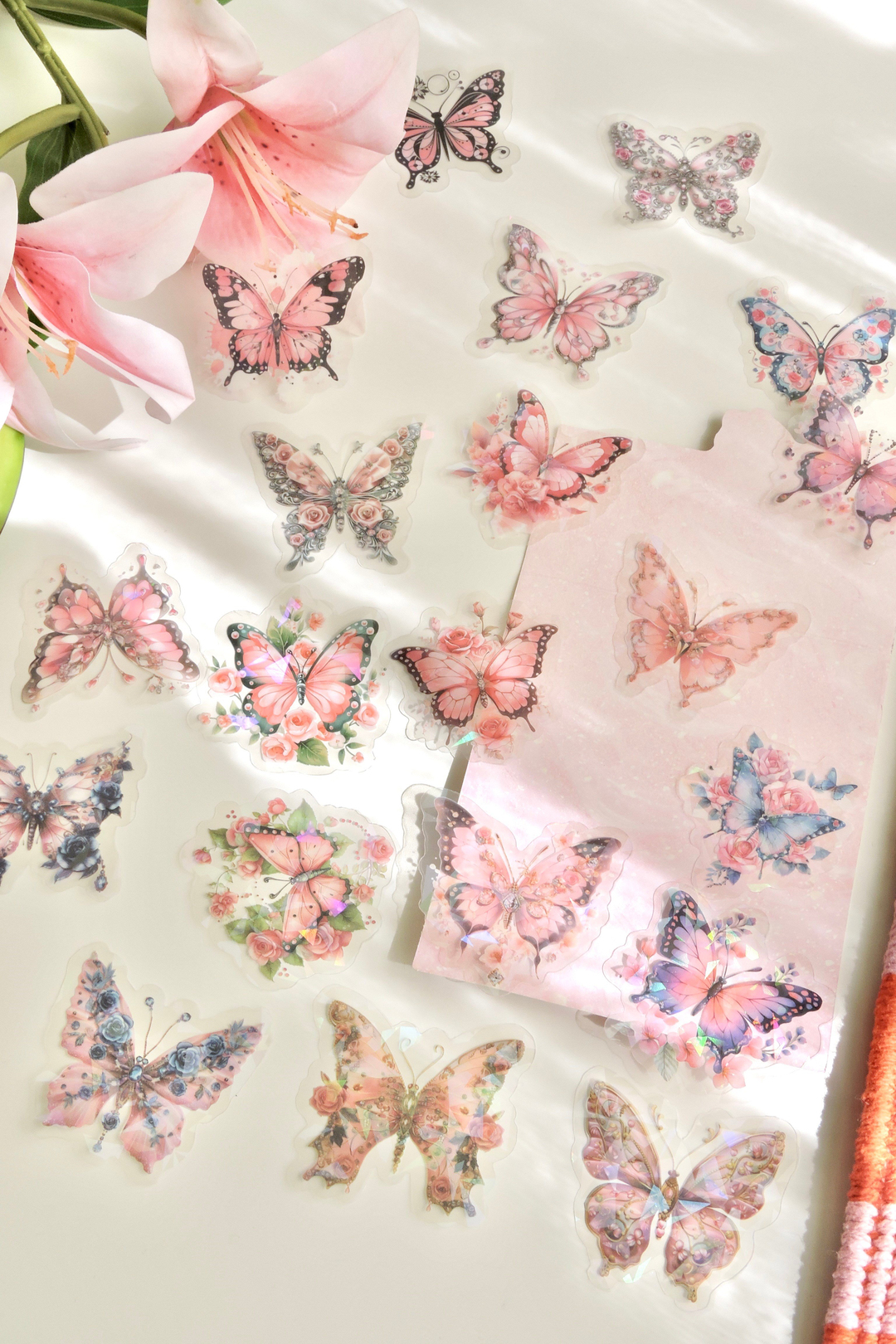 Butterfly Blossom Dance 20'li Pembe Temalı Sticker 
