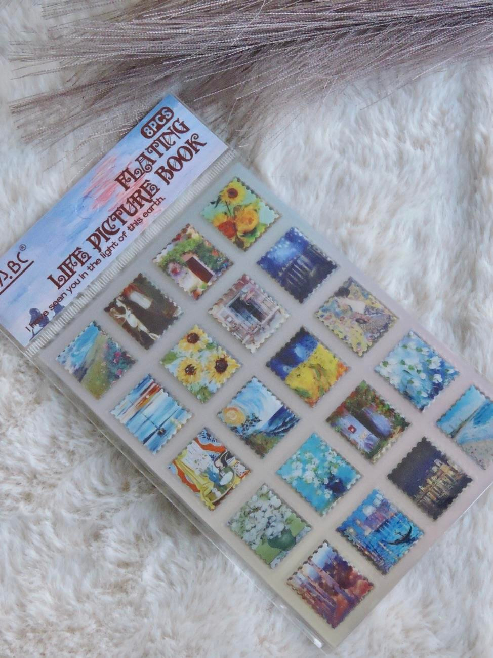 Flating Life Pıcture mini PUL Sticker 160 stıcker 8 SAYFA