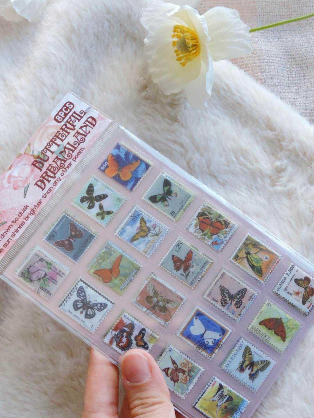 Nova Crafts Butterfly Temalı mini PUL Sticker Seti 160 STICKER (8 sayfa)