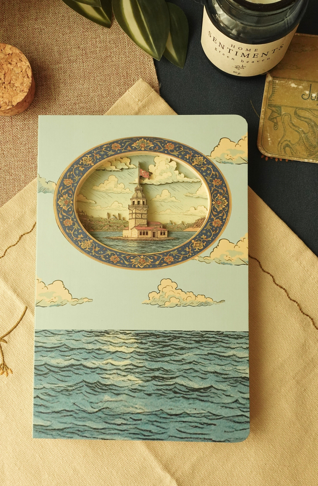 Nova Crafts Diorama 3D Katmanlı Defter İstanbul Kız Kulesii Temalı Noktalı Defter 80 Yaprak A5