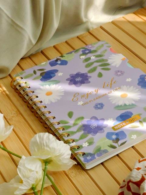Nova Crafts Enjoy Life A5 Spiralli Çiçek Temalı 4 bölmeli Defter 80 sayfa