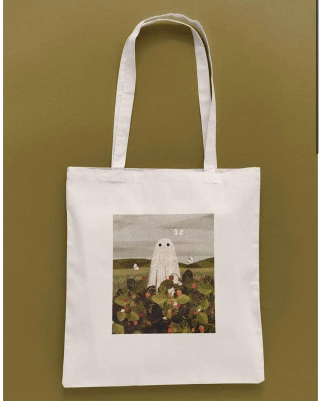 Nova Crafts Ghost Baskılı Bez Çanta - Su Geçirmez, Pamuk, 35x40 Baskılı Bez Çanta