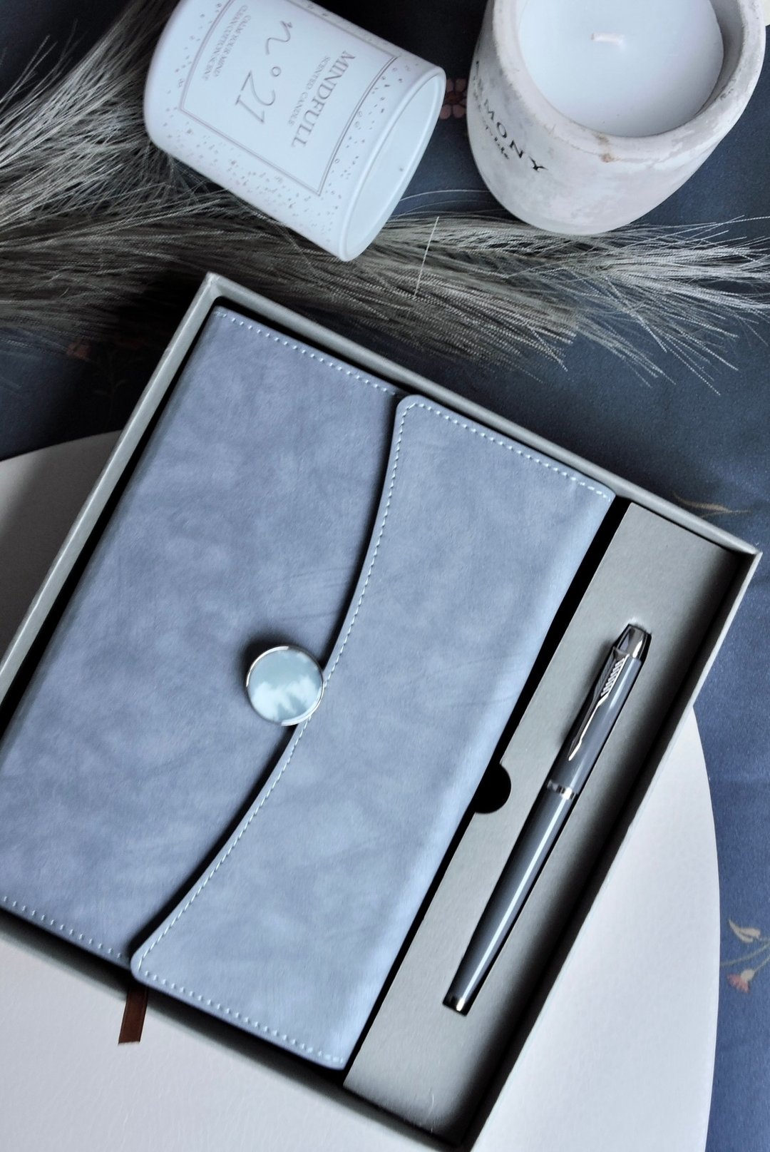 Nova Crafts Mavimsi Gri Defter Kalem Seti Hediyelik Set