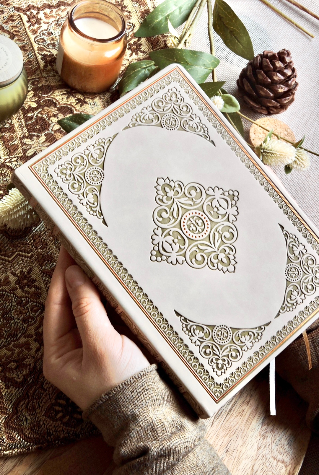 Nova Crafts Otantik Bej Çizgili Yaldızlı Defter (256 sayfa)