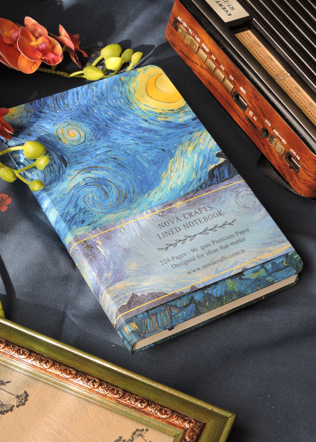 Nova Crafts Van Gogh Koleksiyonu Çizgili Defter Yıldızlı Gece A5  Yaldızlı ve Çizilmez Kapak