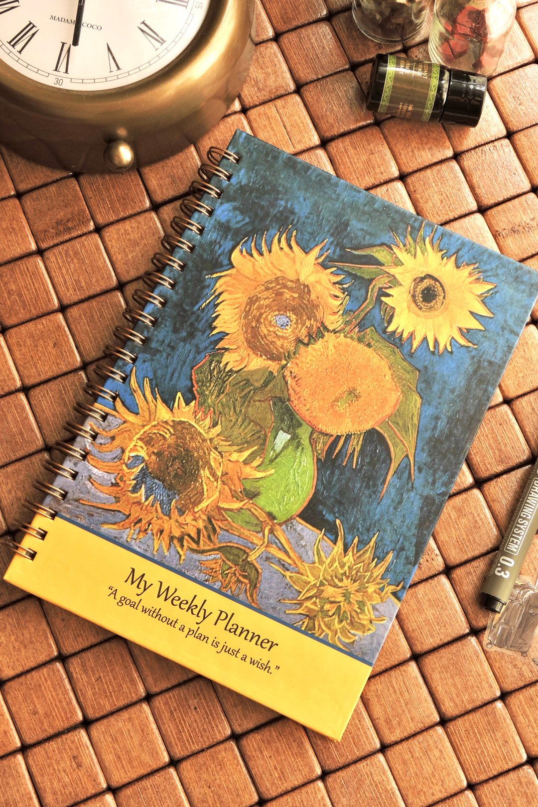 Nova Crafts Van Gogh Spiralli Ajanda Ayçiçekleri Etkinlikli Süresiz Ajanda / Planner / Sert Kapak