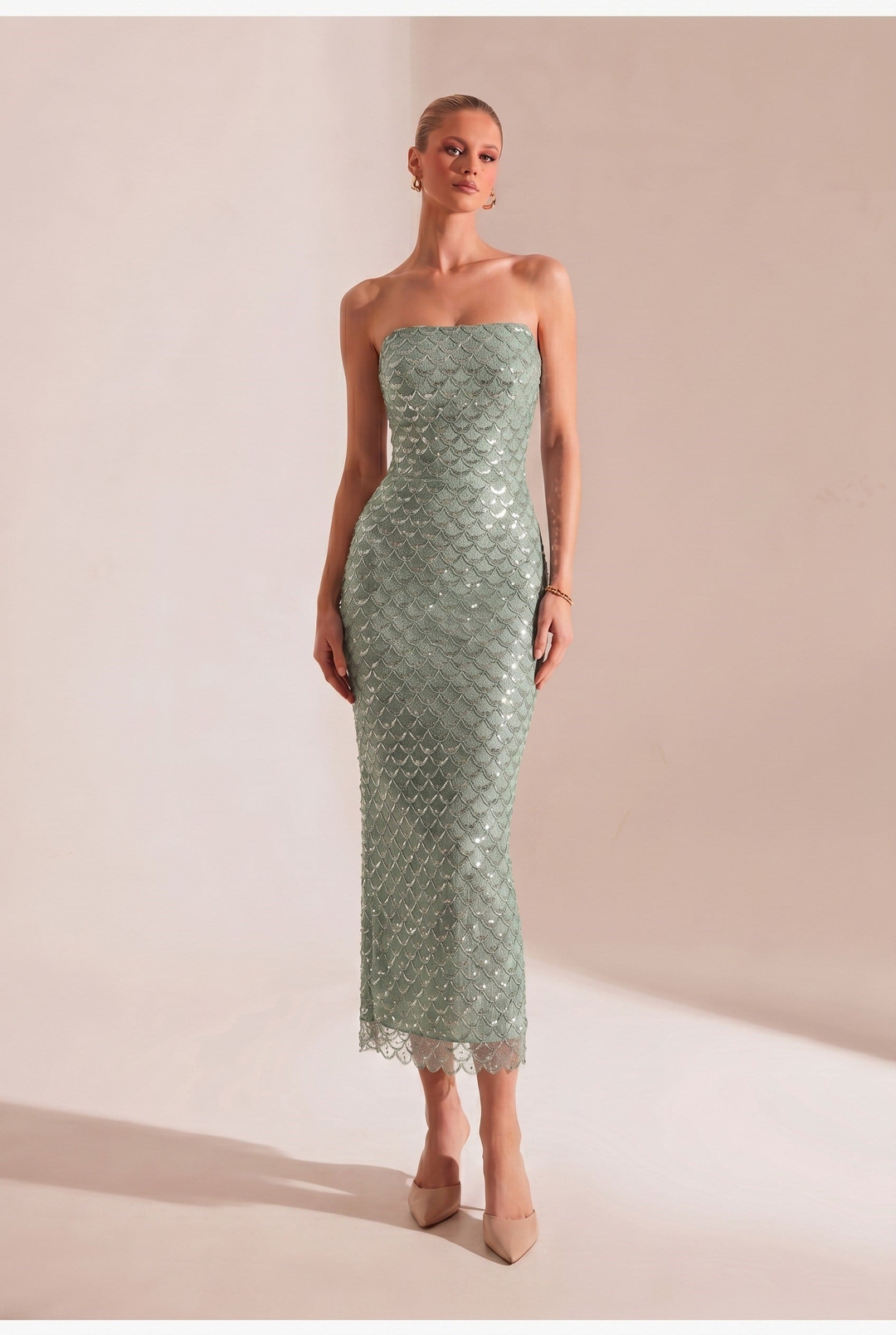 Maya Mint Midi Elbise