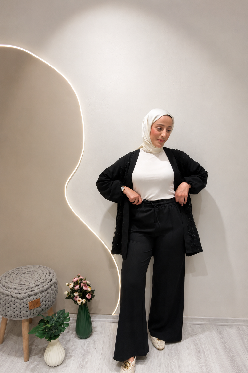 ÇIMALI KREP PANTOLON Siyah