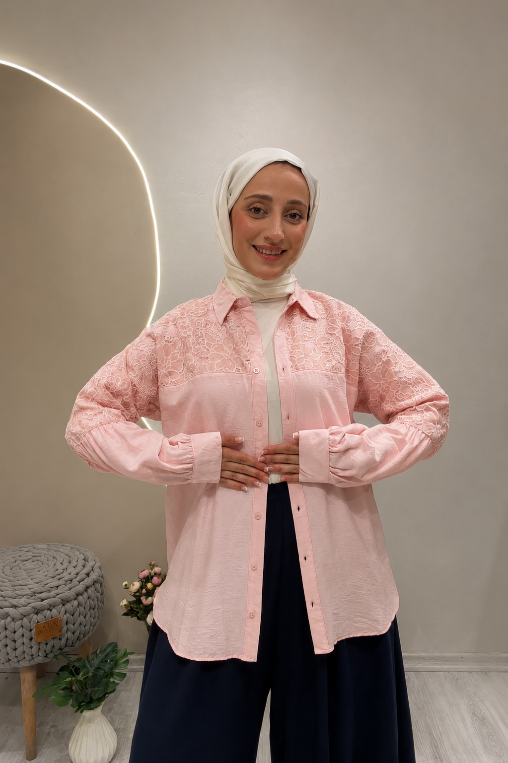 DANTELLİ GÖMLEK Pembe