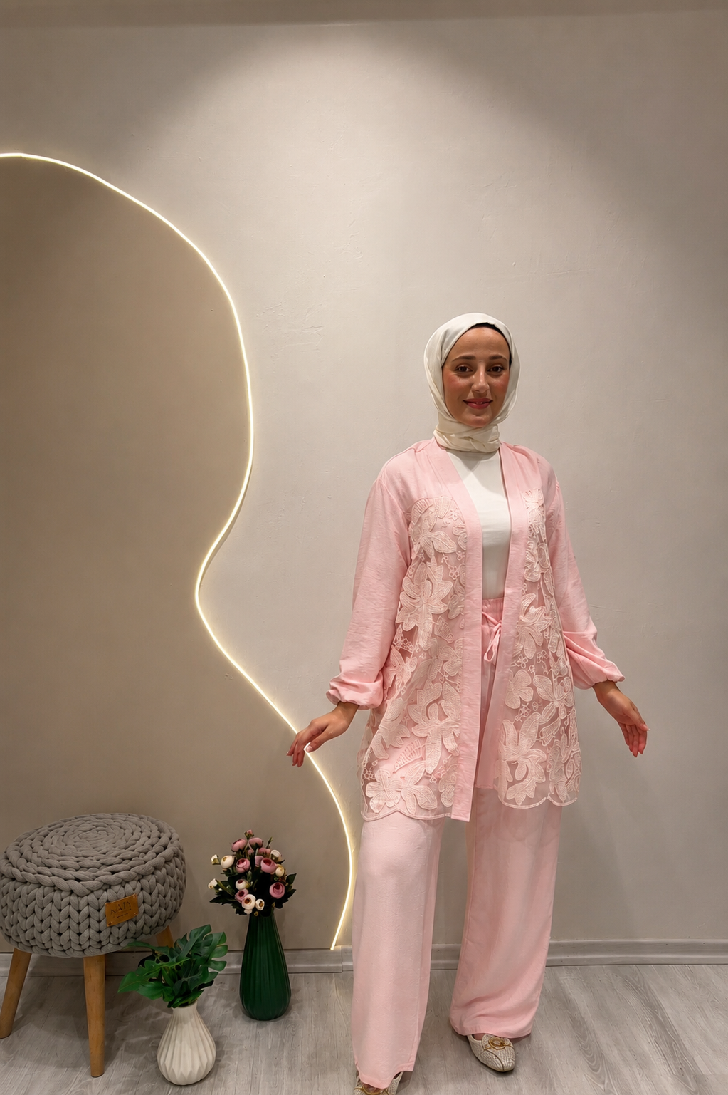 GÜPÜRLÜ KİMONO Pembe
