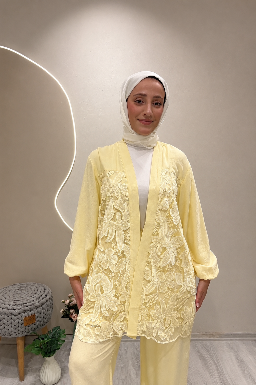 GÜPÜRLÜ KİMONO Sarı