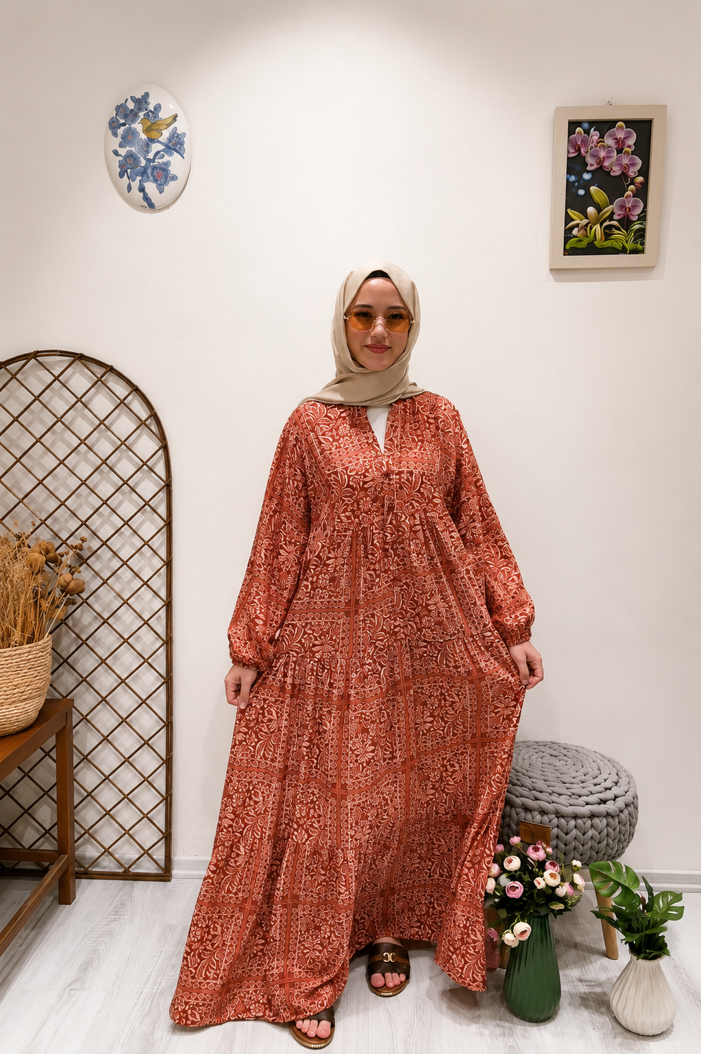 HANIMELİ ELBİSE Kiremit