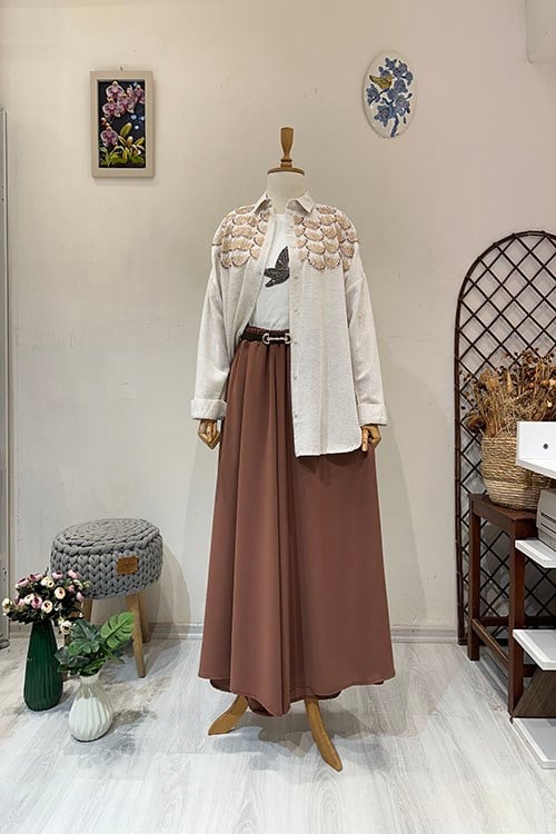 KREP PANTOLON ETEK Camell