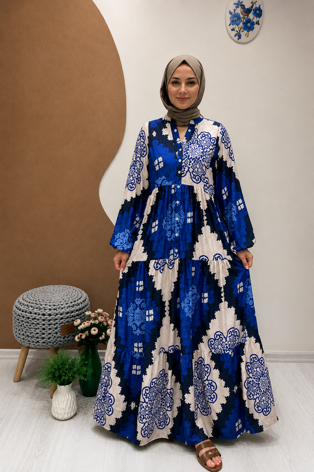 NOSTALJİ SAKS ELBİSE