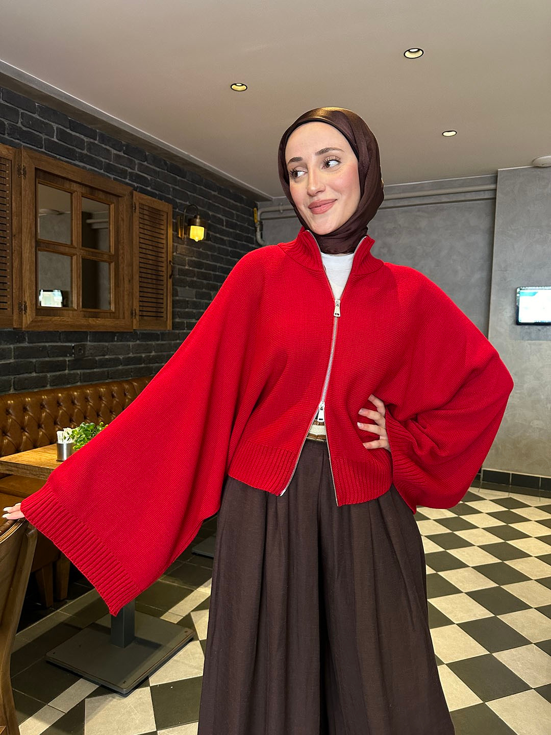 ZR ÇİFT FERMUARLI HIRKA Kırmızı