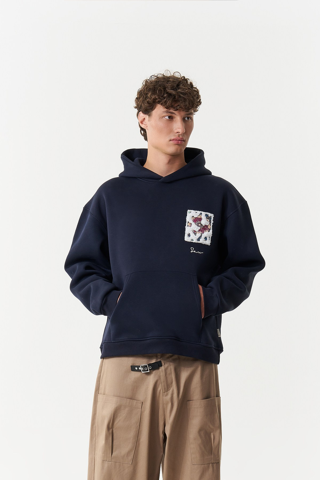 Baroque Bloom Oversize Erkek Sweatshirt Lacivert