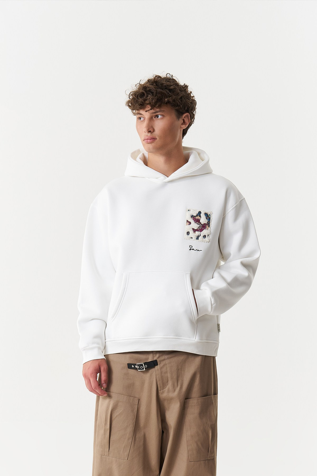Baroque Bloom Oversize Erkek Sweatshirt Ekru