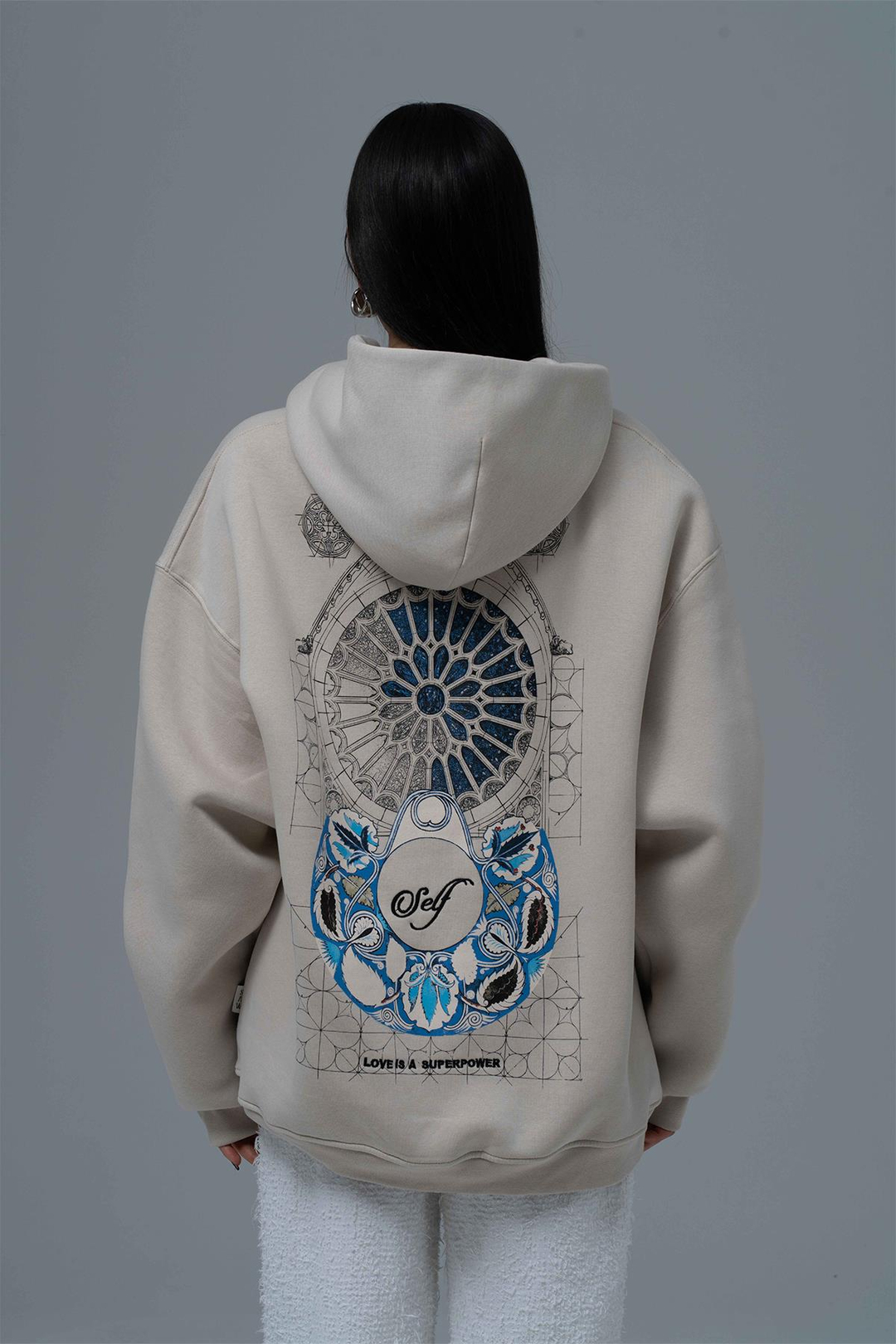 Be Good To Yourself Oversize Sweatshirt Kadın Stone