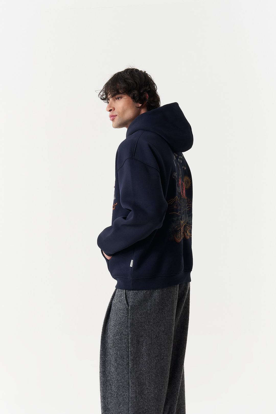Nomadic Horizon Oversize Erkek Sweatshirt Lacivert