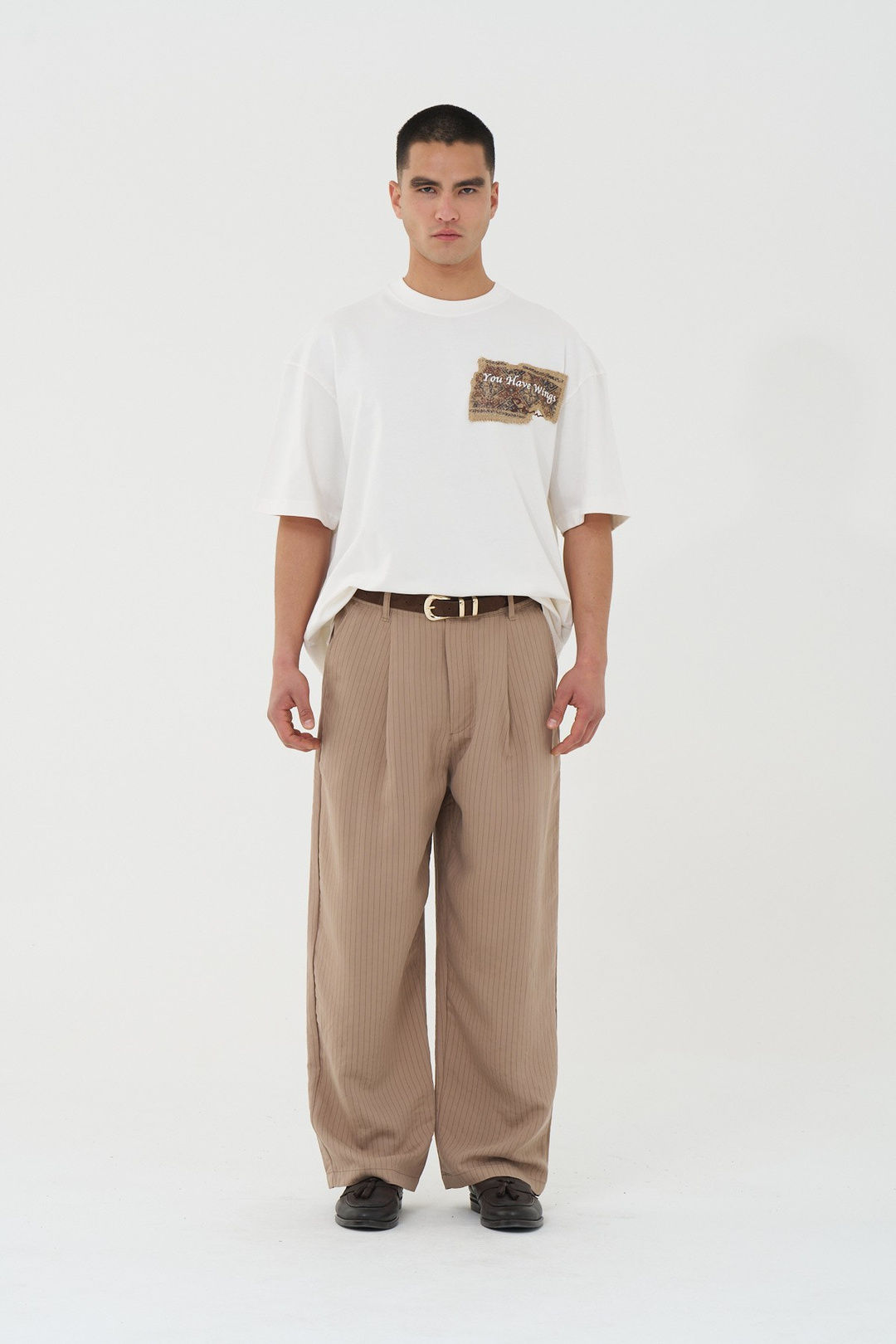 Tailor Stripe Relaxed Fit Erkek Pantolon Vizon