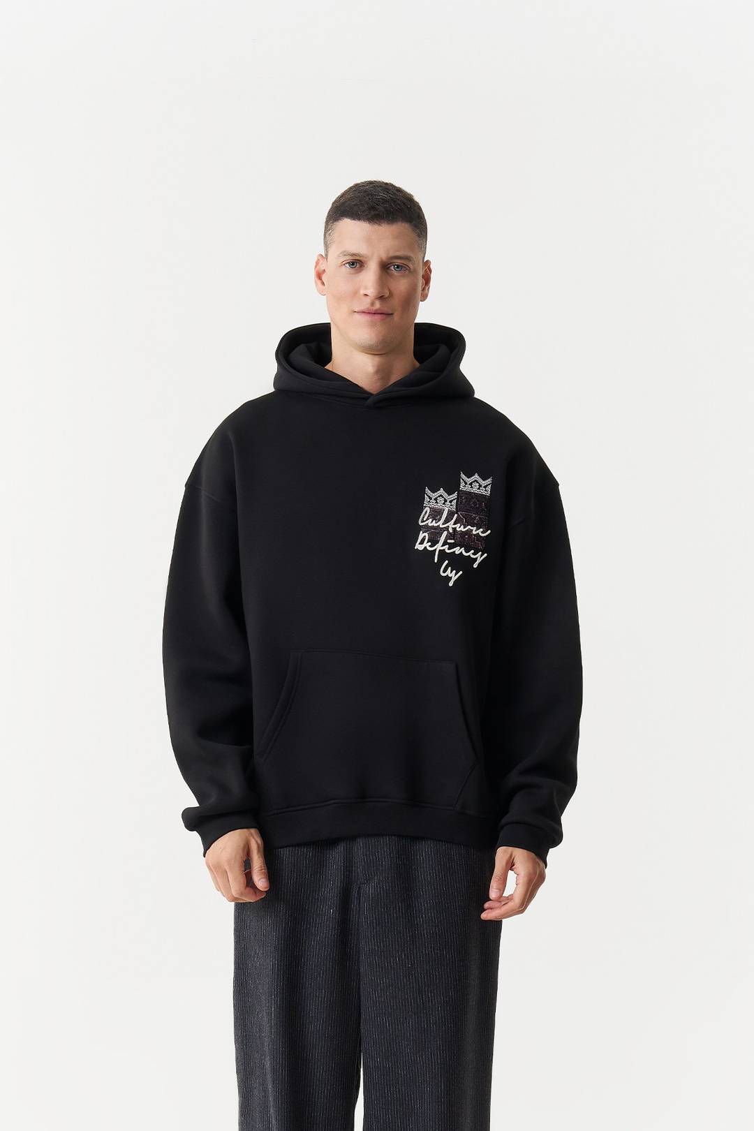 Woven Identity Oversize Erkek Sweatshirt Siyah