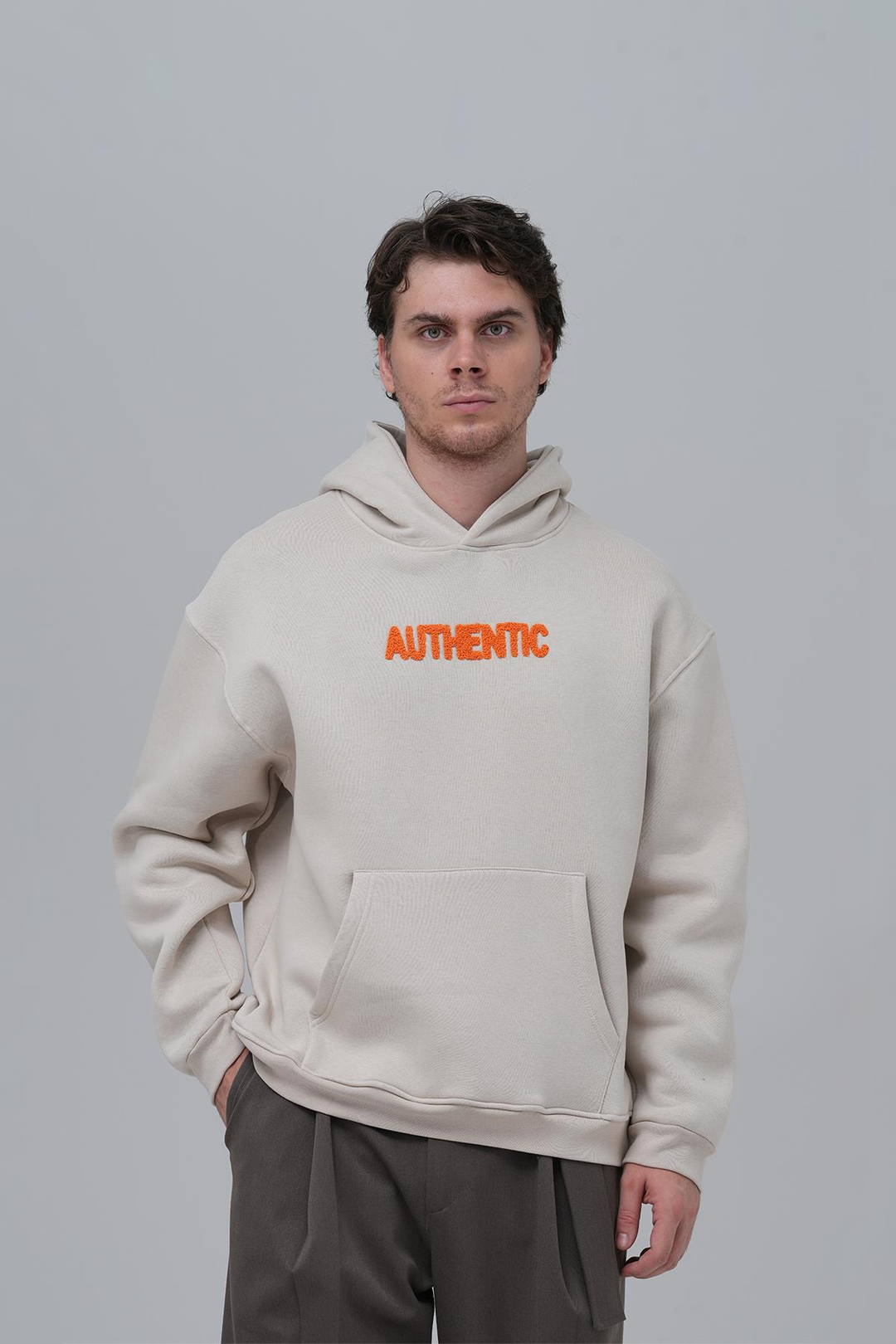 Authentic Oversize Sweatshirt Erkek Ekru
