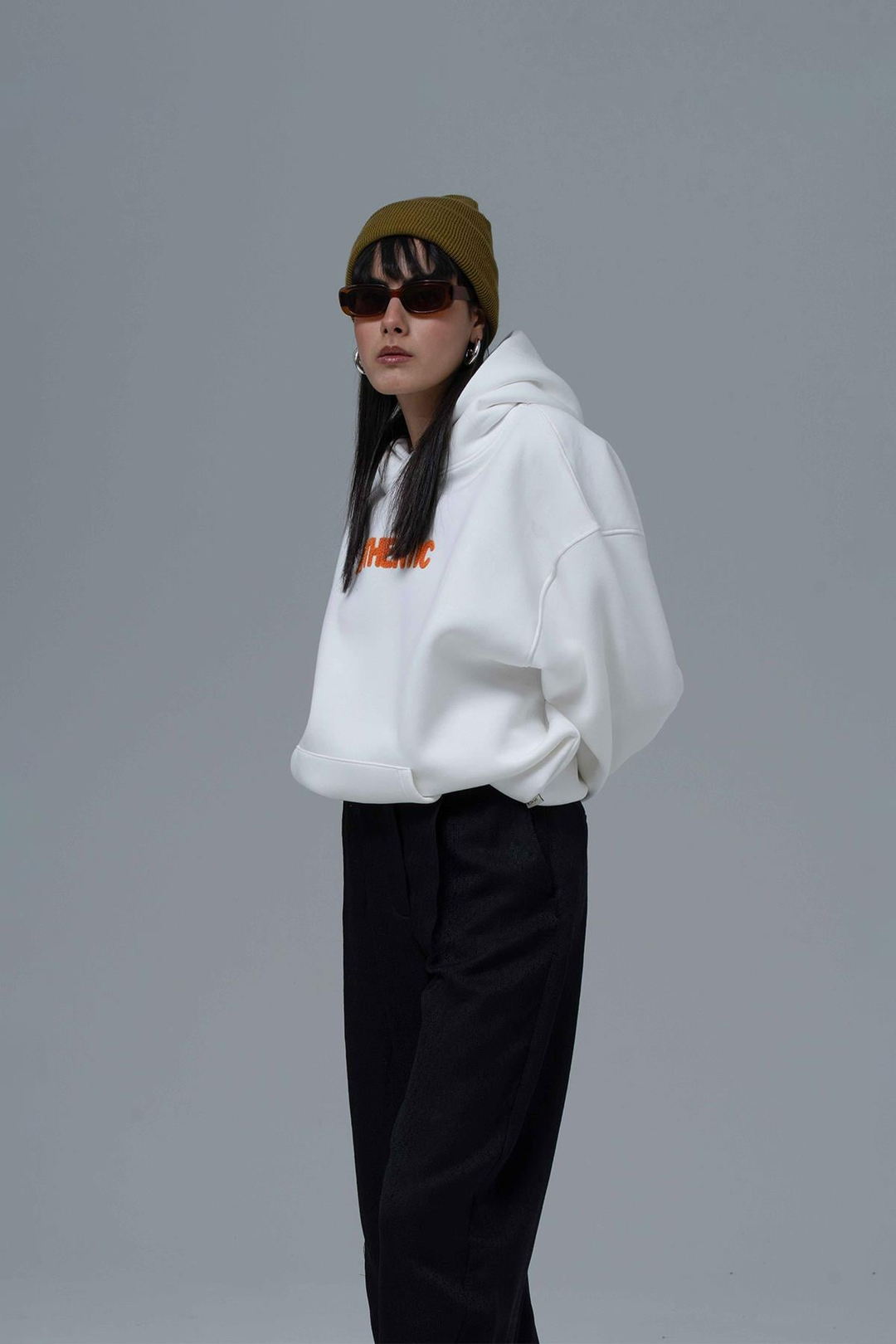 Authentic Oversize Sweatshirt Kadın Taş