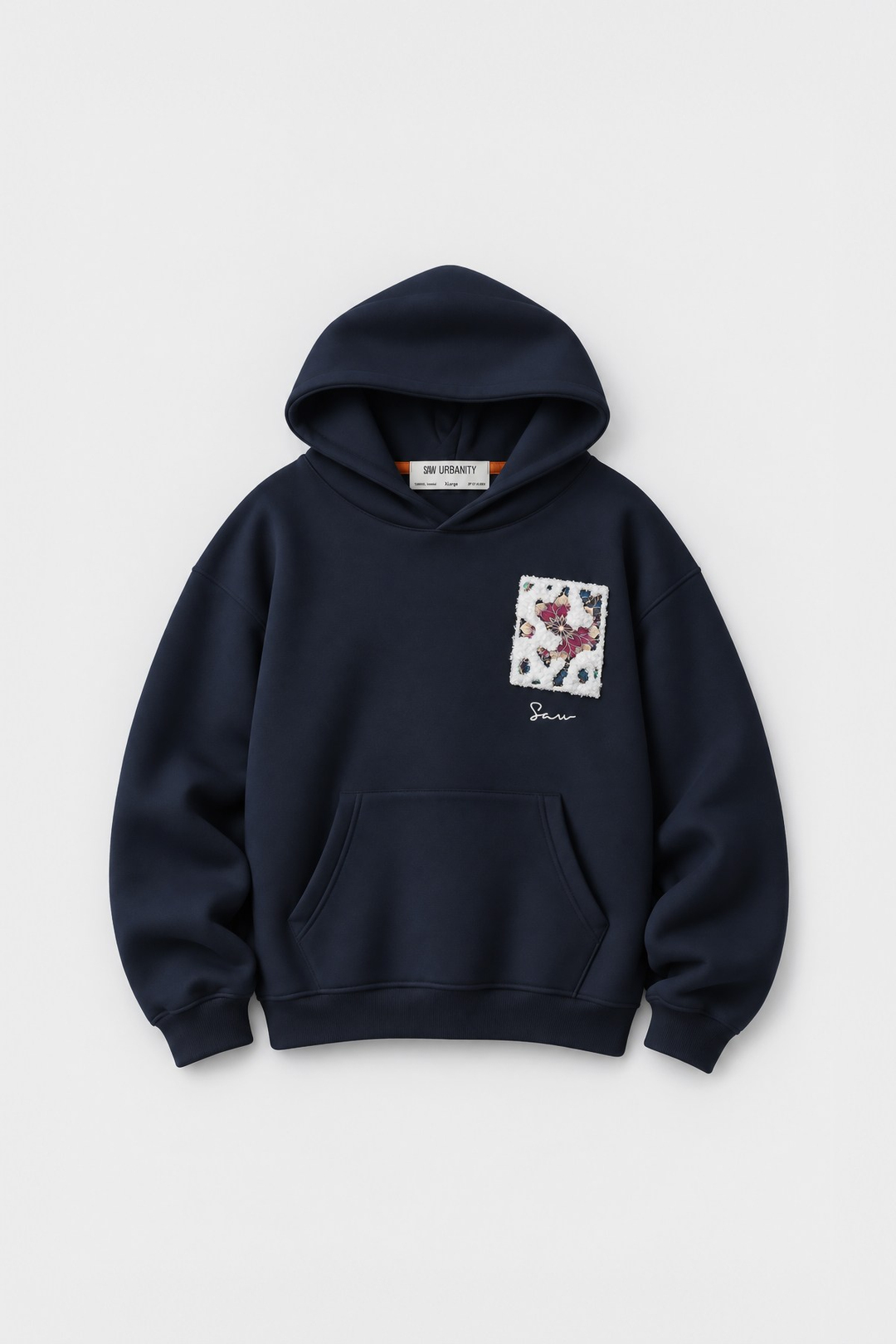 Baroque Bloom Oversize Erkek Sweatshirt Lacivert