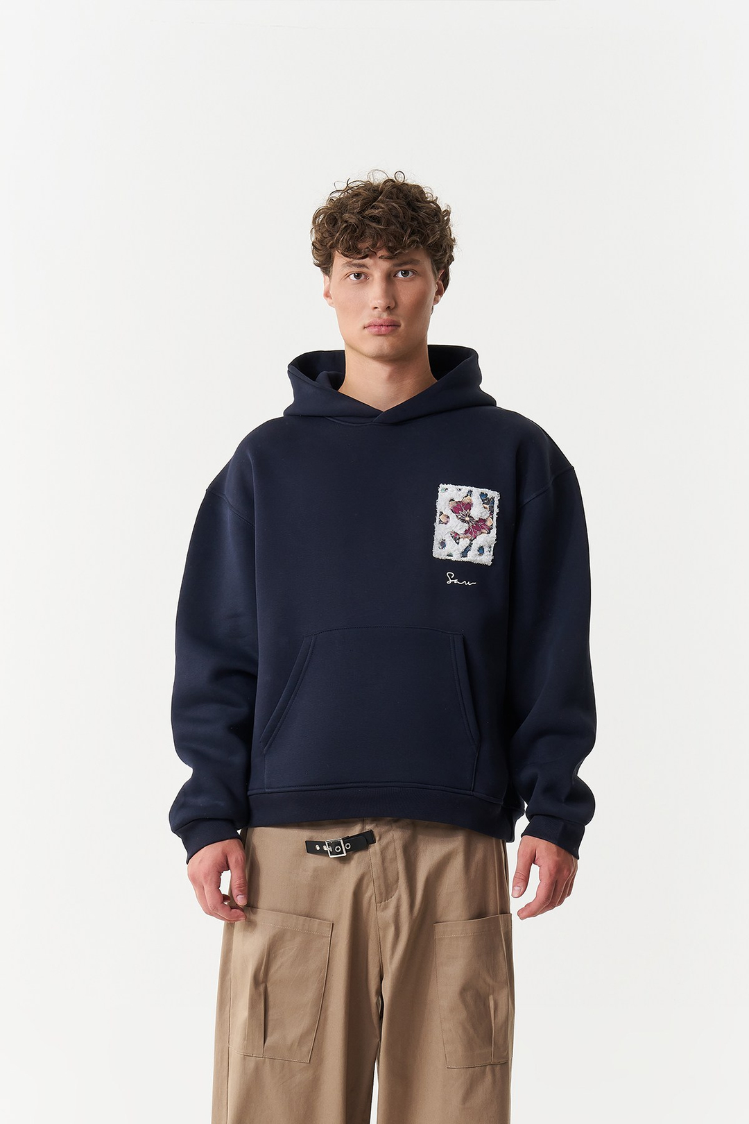 Baroque Bloom Oversize Erkek Sweatshirt Lacivert