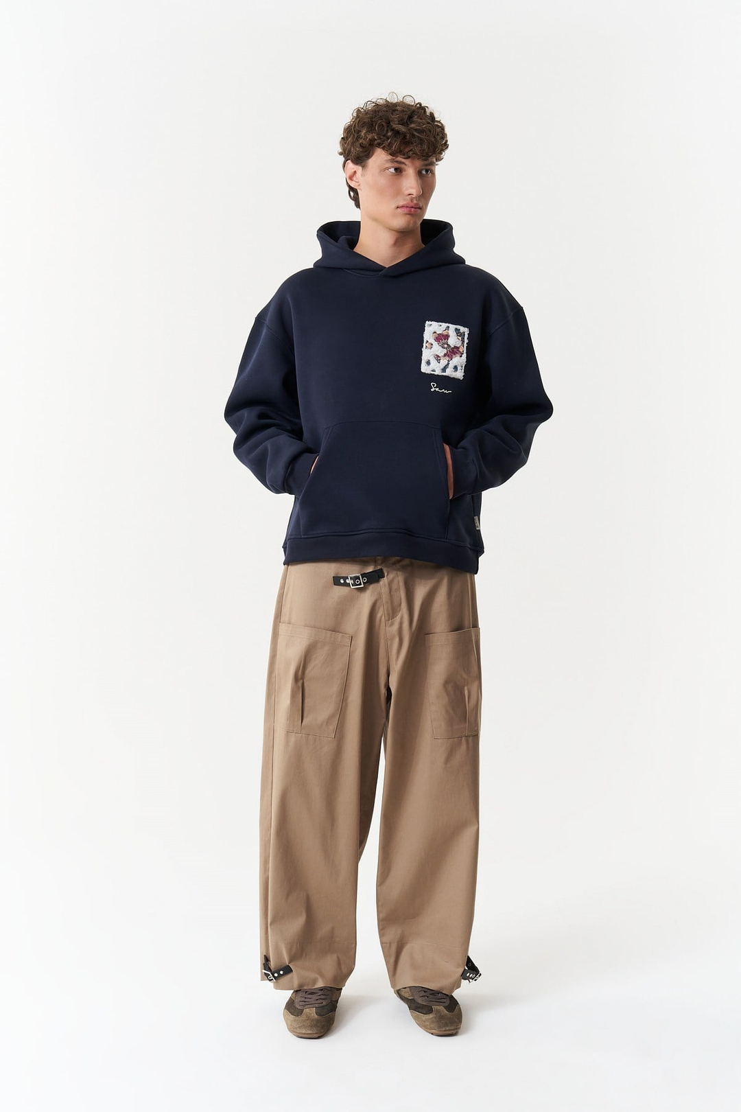 Baroque Bloom Oversize Erkek Sweatshirt Lacivert